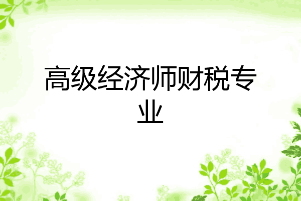 高级经济师财税专业