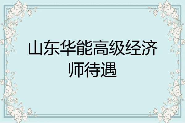 山东华能高级经济师待遇