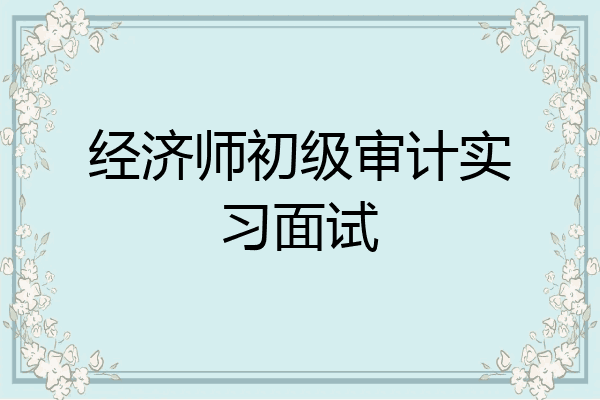 经济师初级审计实习面试