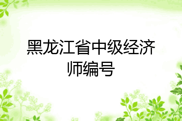 黑龙江省中级经济师编号