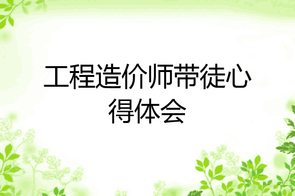 工程造价师带徒心得体会