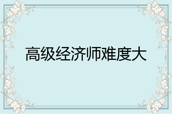高级经济师难度大