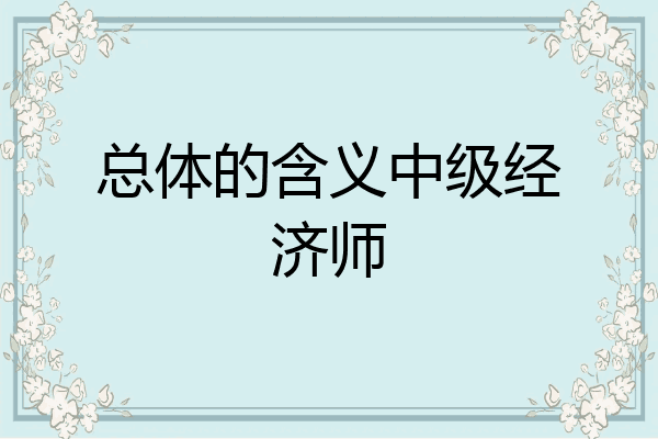 总体的含义中级经济师