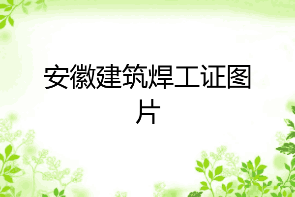 安徽建筑焊工证图片