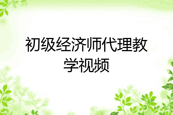 初级经济师代理教学视频