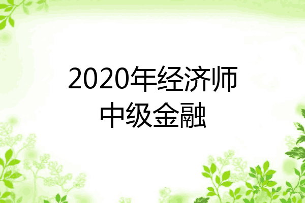 2020年经济师中级金融