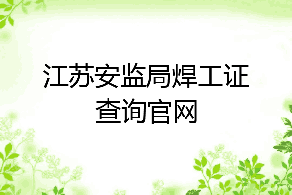 江苏安监局焊工证查询官网