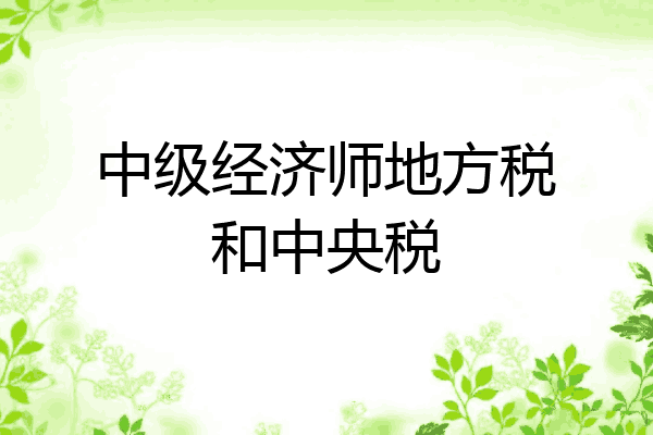 中级经济师地方税和中央税