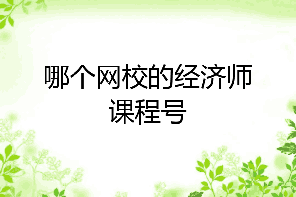 哪个网校的经济师课程号