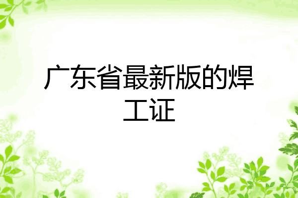 广东省最新版的焊工证