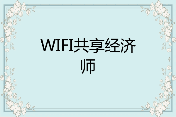 WIFI共享经济师