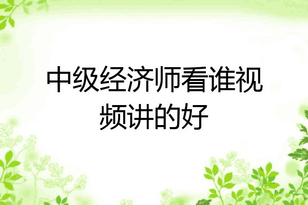 中级经济师看谁视频讲的好