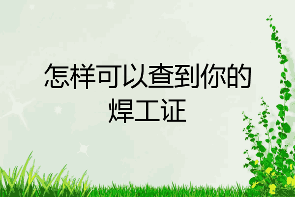 怎样可以查到你的焊工证