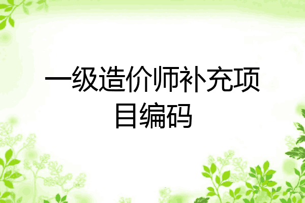 一级造价师补充项目编码