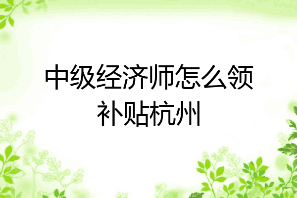 中级经济师怎么领补贴杭州