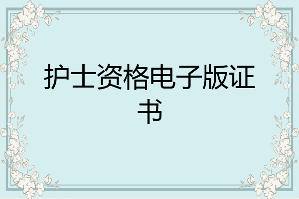 护士资格电子版证书