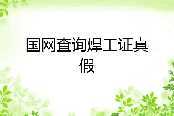国网查询焊工证真假