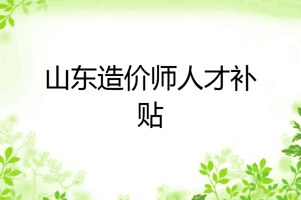山东造价师人才补贴