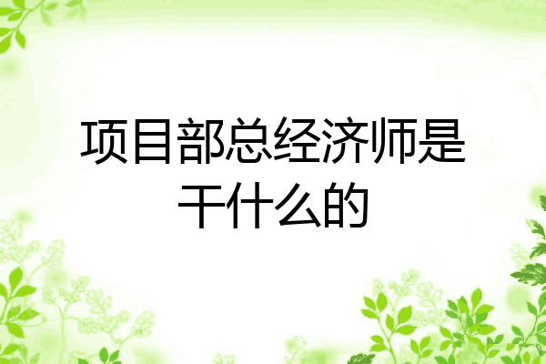 项目部总经济师是干什么的