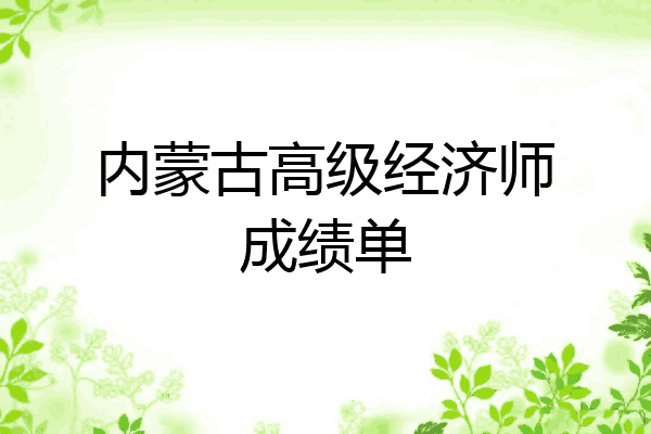 内蒙古高级经济师成绩单