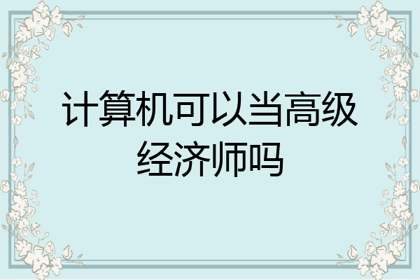 计算机可以当高级经济师吗