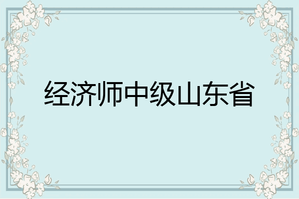 经济师中级山东省