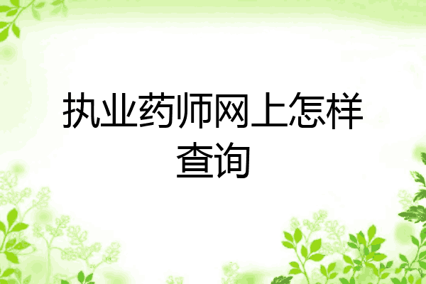 执业药师网上怎样查询