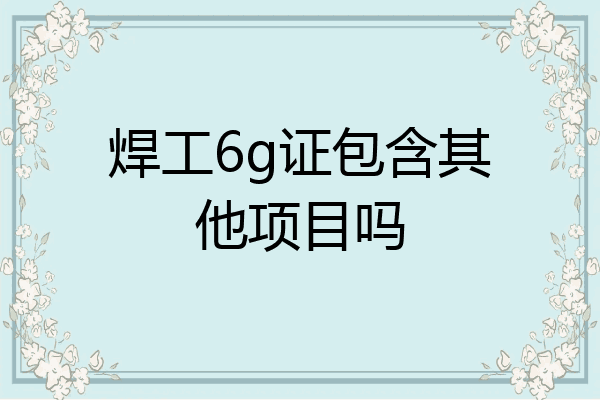 焊工6g证包含其他项目吗