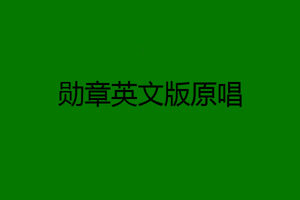 勋章英文版原唱