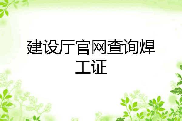 建设厅官网查询焊工证
