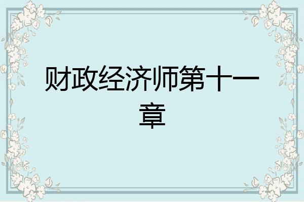 财政经济师第十一章