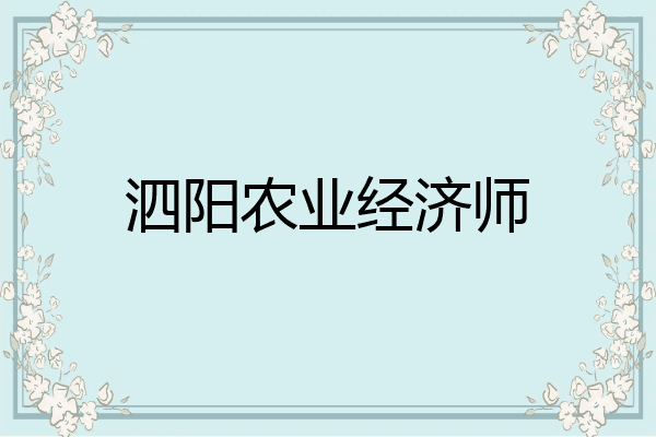 泗阳农业经济师