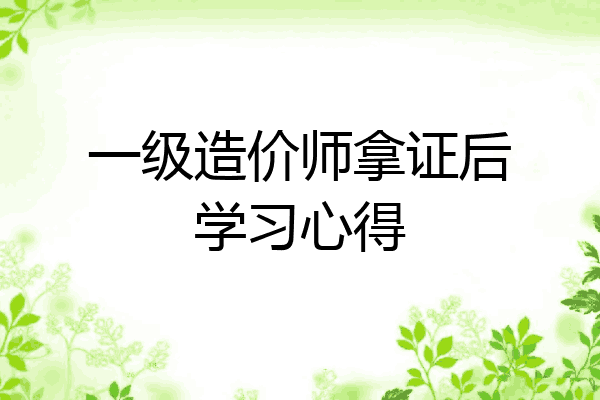 一级造价师拿证后学习心得