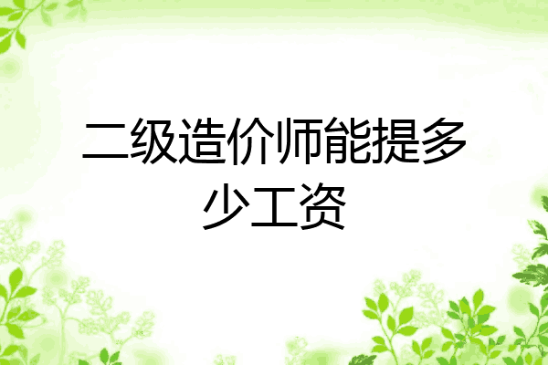 二级造价师能提多少工资