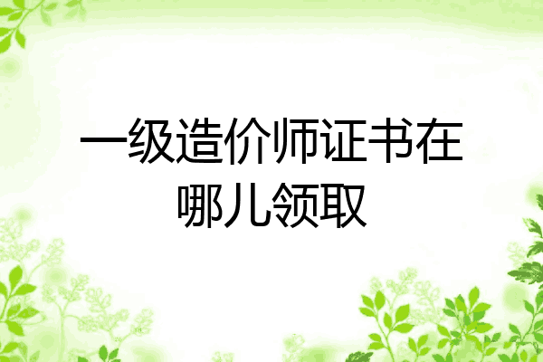 一级造价师证书在哪儿领取