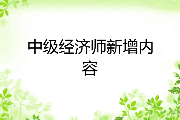 中级经济师新增内容