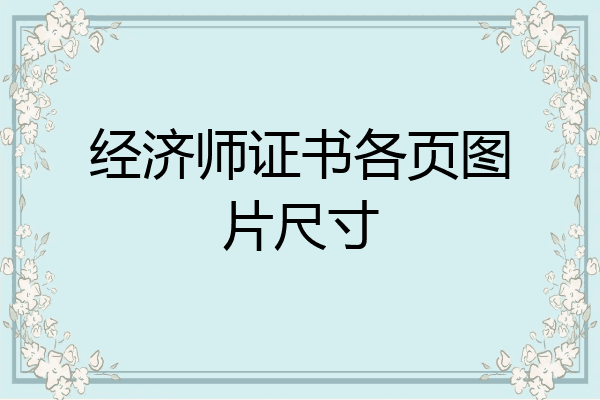 经济师证书各页图片尺寸