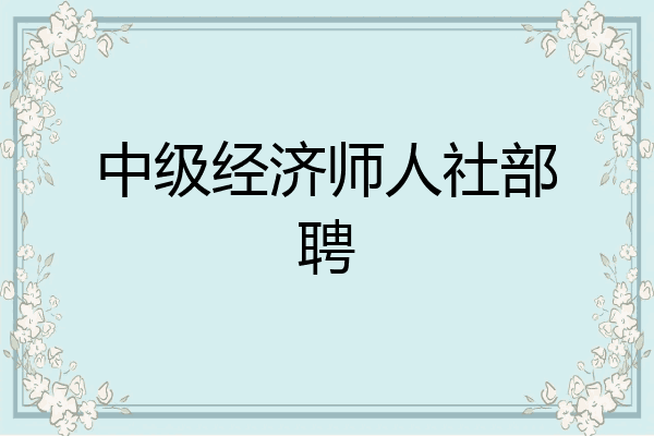 中级经济师人社部聘