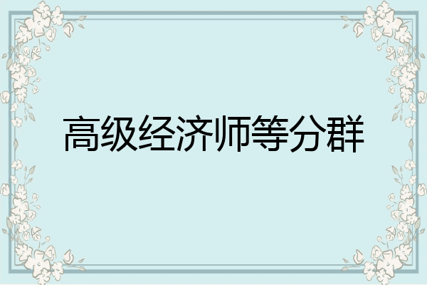 高级经济师等分群