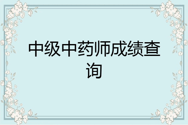 中级中药师成绩查询