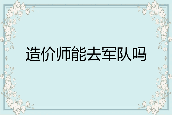 造价师能去军队吗