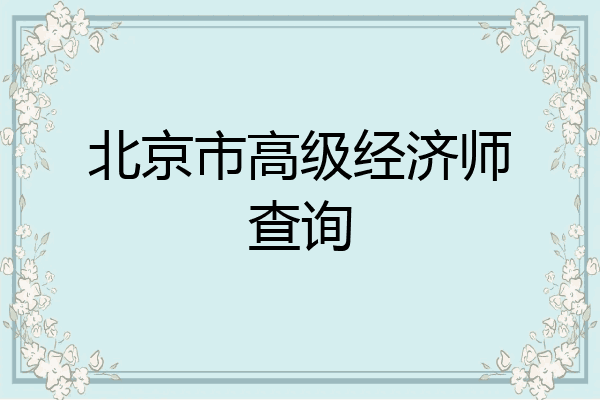 北京市高级经济师查询