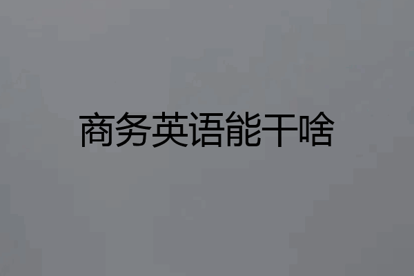 商务英语能干啥