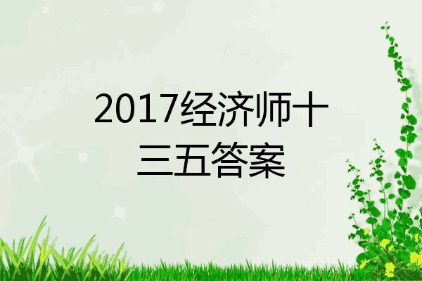 2017经济师十三五答案