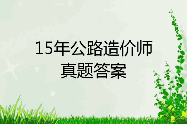 15年公路造价师真题答案