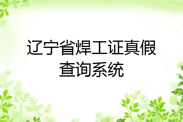 辽宁省焊工证真假查询系统
