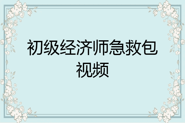 初级经济师急救包视频