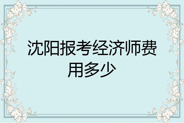 沈阳报考经济师费用多少