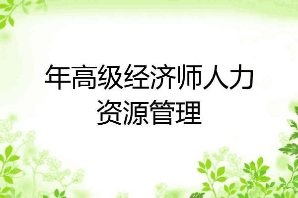 年高级经济师人力资源管理