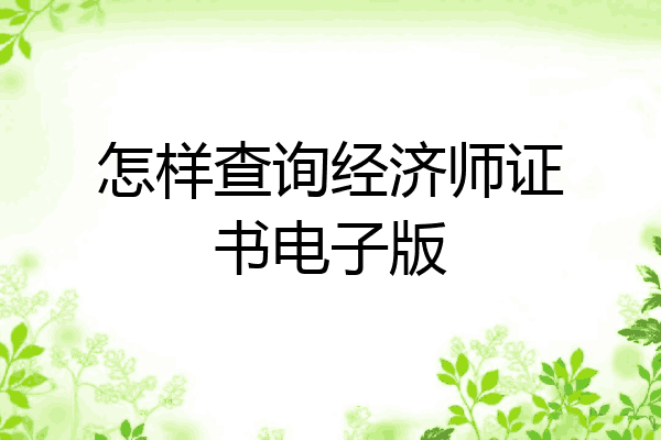 怎样查询经济师证书电子版
